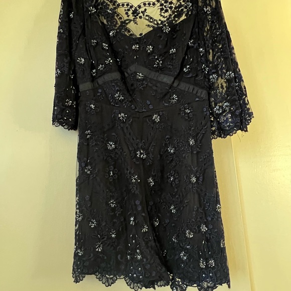 FREE PEOPLE RARE!!!!jeweled romper size 8 black and navy - Picture 12 of 13